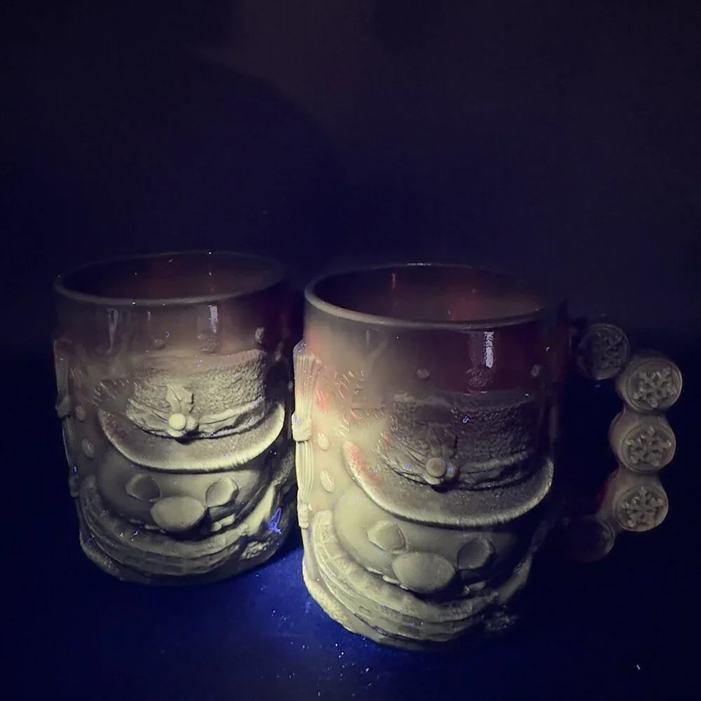 Luminarc Arcoroc Ruby Red Thick Heavy Glass Mug Cup Set Manganese 365nm UV Glow - Picture 11 of 13